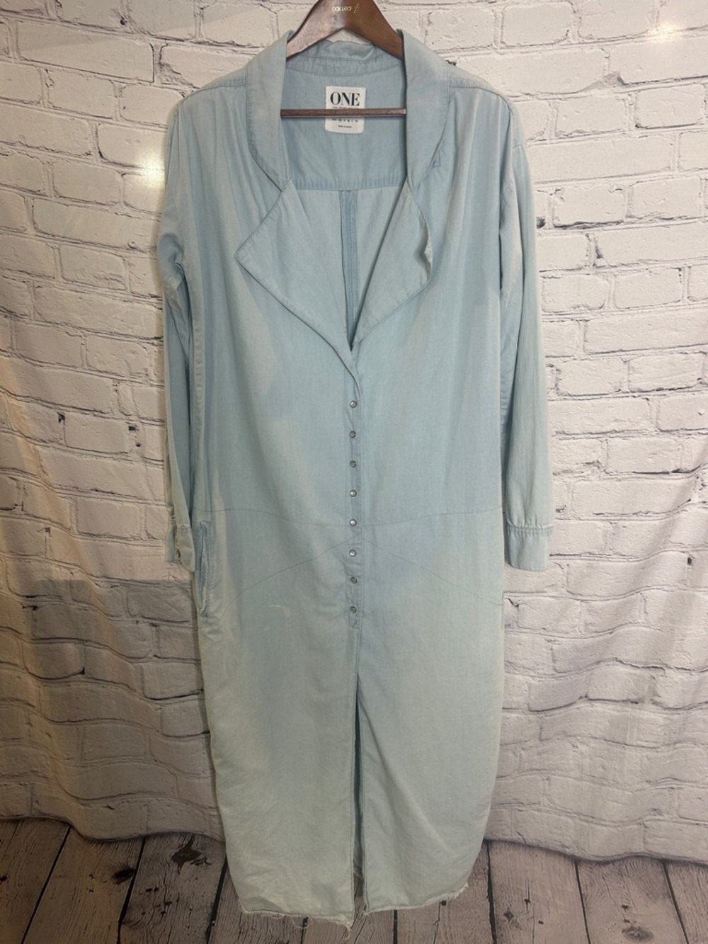ONE By Oneteaspoon Light Blue Denim Button-Front Midi Dress Size X-Small